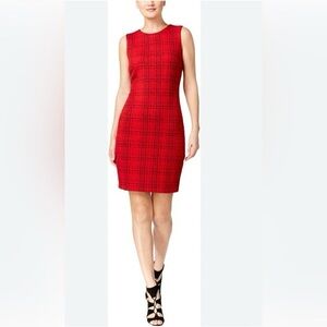 Calvin Klein Red Checkered Midi Dress